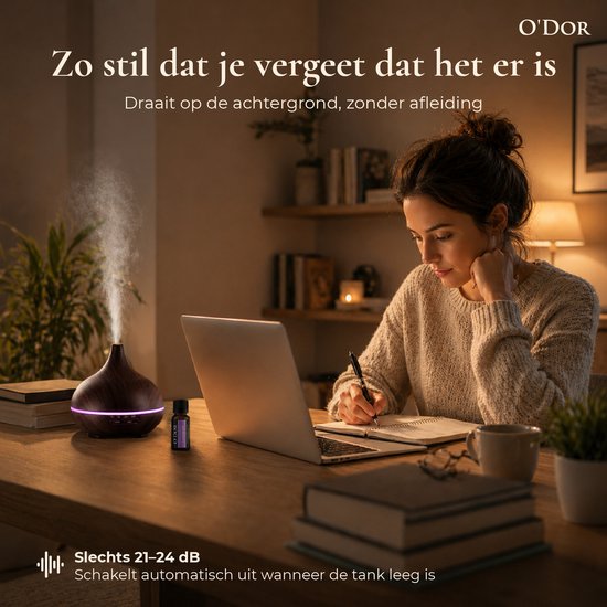 O'dor® Luchtbevochtiger - Aroma Diffuser met Geur Olie - Automatische Air Humidifier voor Slaapkamer, Babykamer, Woonkamer, Kinderkamer - Ambiance Geurdiffuser - Geurverspreider Therapie - Elektrische Ultrasone Vernevelaar & Geurverstuiver - 550ml
