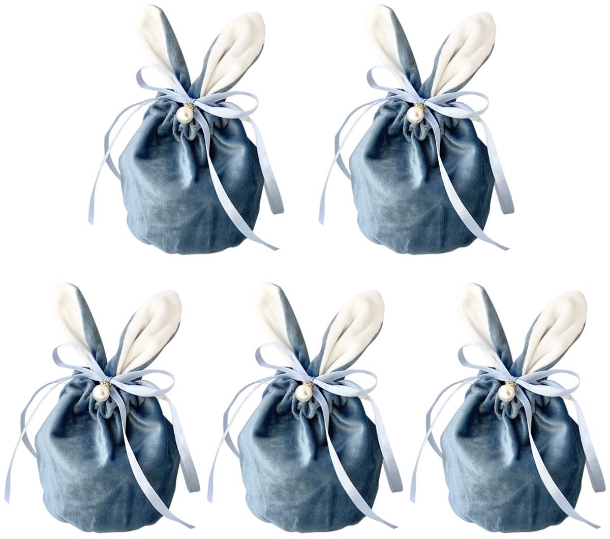 Dailygoods- Candy Bags 5 Stuks - Fluwelen Zakjes - Konijnenoortjes - Verpakking voor Snoep - Trouwen - Cadeautjes - Hoogwaardige Kwaliteit - Gift Bags