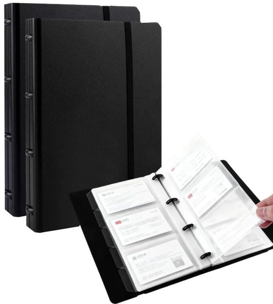 Dailygoods- Visitekaartenmap 2 Stuks - Verzamelkaartenalbum - Kantoor - 720 Kaarten - Zijden Ontwerp - 19,8 x 13,7 cm - Kaartjesboek