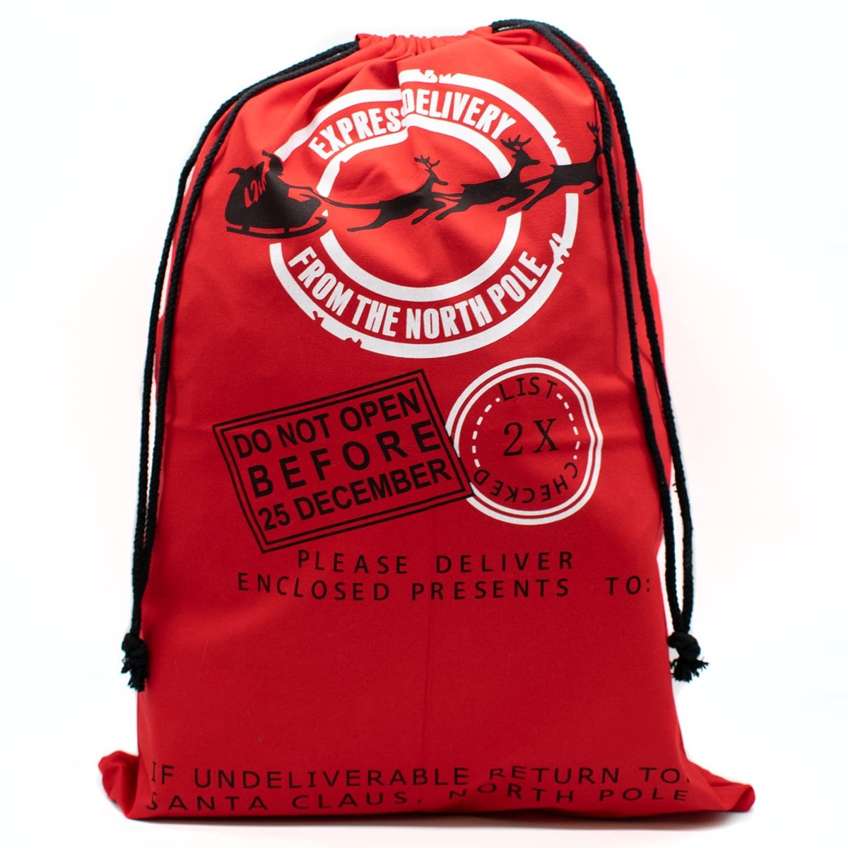 Dailygoods- Kerstkous 70cm - Rode Kerstkous/Tas - Perfect voor Kerstcadeaus - Trekkoord Bovenkant - Gepersonaliseerd - Feestelijk Ontwerp - Kerstzak
