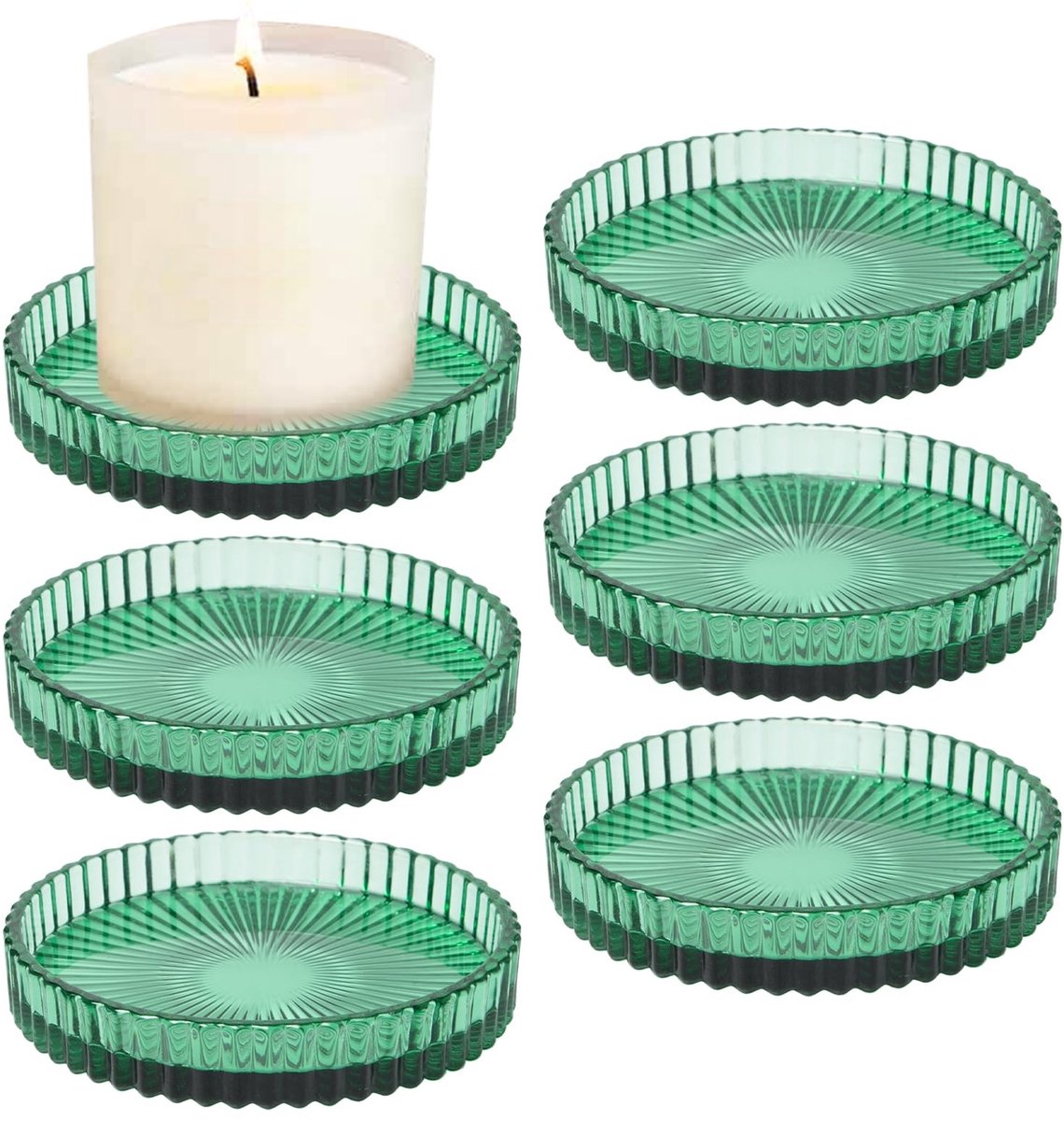 Dailygoods- Theelichthouder 6 Stuks - Glazen Kandelaar - Rond - Decoratie - 9 cm - Transparant Glas