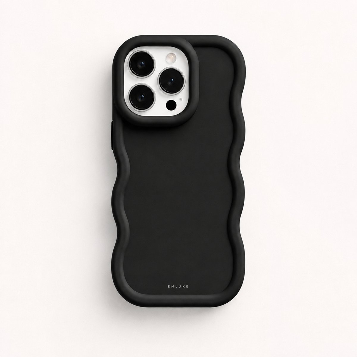 Enluxe Midnight Black Wave Phone Case Geschikt voor iPhone 16 Pro Max – Minimalistisch Luxe Telefoonhoesje met Matte Afwerking - Schokbestendig & Krasvrij Premium Beschermhoesje met Camerabumper