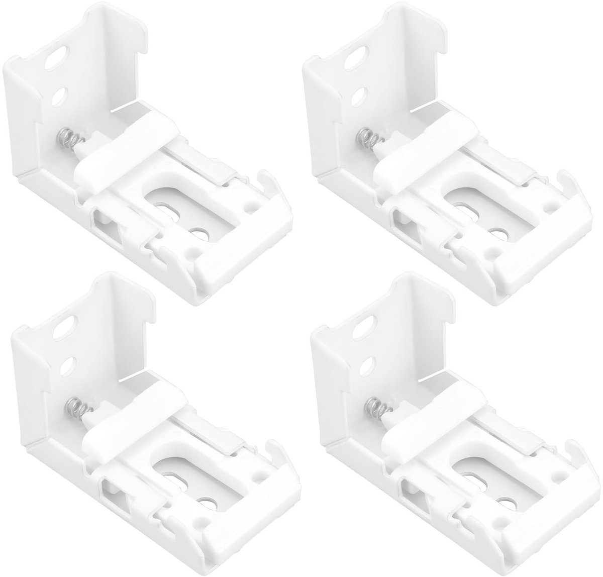 Dailygoods- Blindbeugels 4 stuks - Romeinse Blinde Veerbeugels - Bevestiging voor 21 mm Rolluiken - Metaal/Kunststof - Compact 45x28x25mm - Wit - Jaloeziebeugels