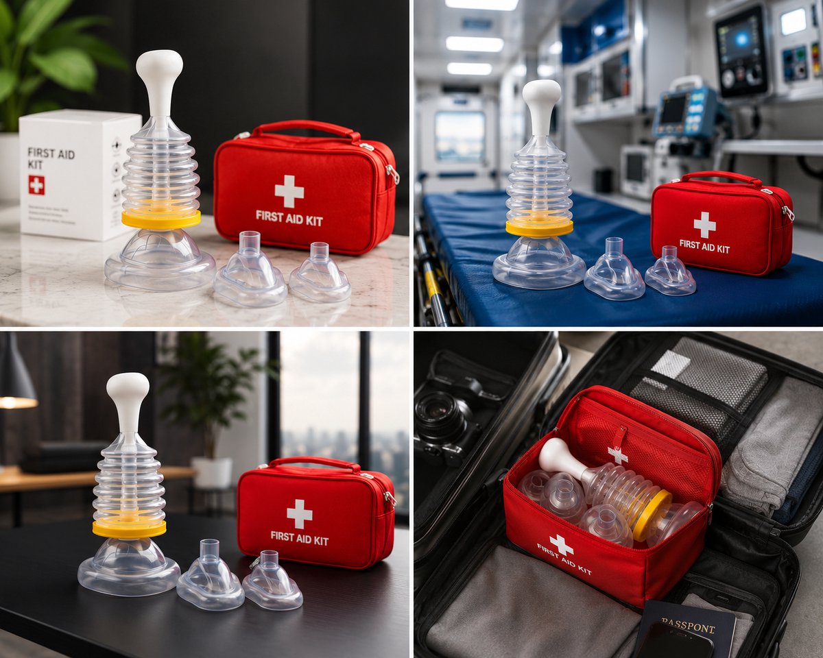 Anti-Verslik Apparaat EHBO – Levensreddend Hulpmiddel bij Verslikking & Verstikking – Voor Baby, Kind & Volwassene – Herbruikbaar Zuigsysteem – Luchtweg Vrijmaker met Maskers & Opbergtas — cadeau in Cadeau-ideeën - foto 8