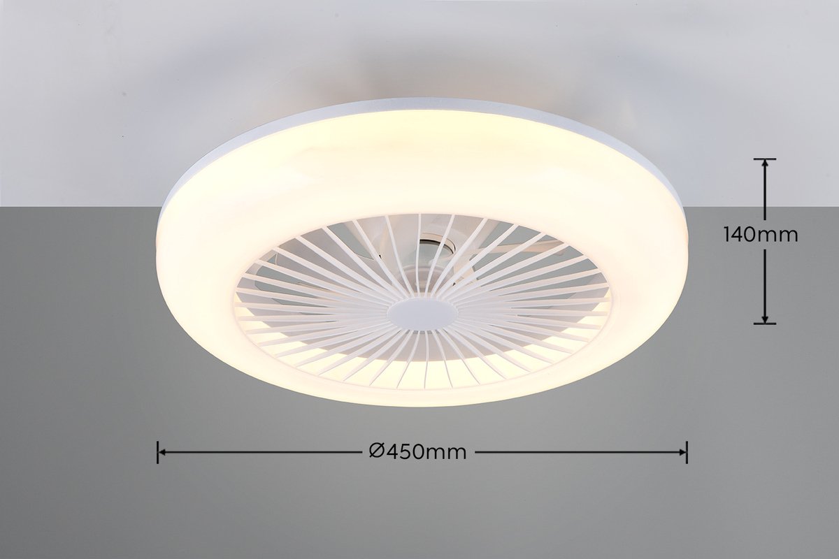 Fantiluxe - Mette - Plafondventilator met verlichting - Wit - Ø45cm - Afstandsbediening - Met lamp - Plafond ventilator - Slaapkamer – foto 4