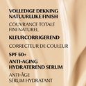Volledige dekking, natuurlijke finish, kleurcorrigerend serum met SPF 50, anti-aging en hydraterend.