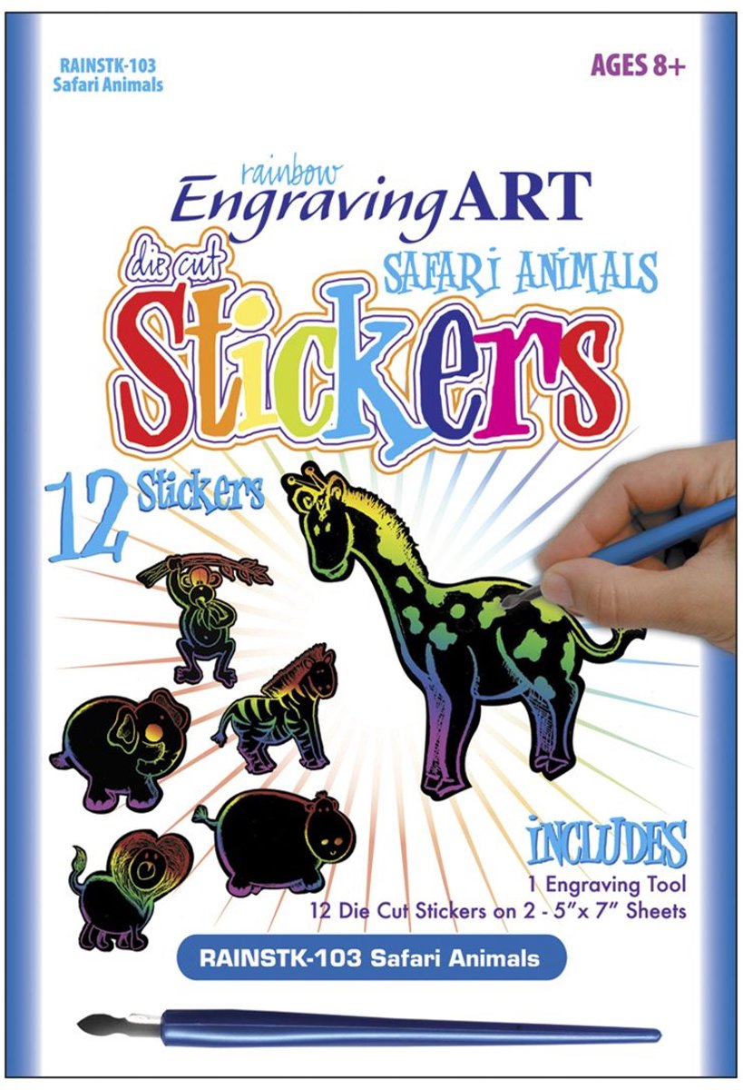 Grafeer stickers - krasstickers regenboog - safari dieren - RAINSTK-103