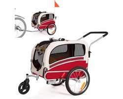 SEPNINE 2-in-1 Hondenfietskar en Hondenbuggy - Opvouwbaar - Max. 30 kg - Met Regenscherm & Luchtbanden - Rood