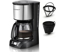 Aigostar Koffiezetapparaat 1.5L - Filterkoffie - met Glazen Kan - 12 Koppen - Koffiemachine - Warmhoudfunctie - Zwart/RVS