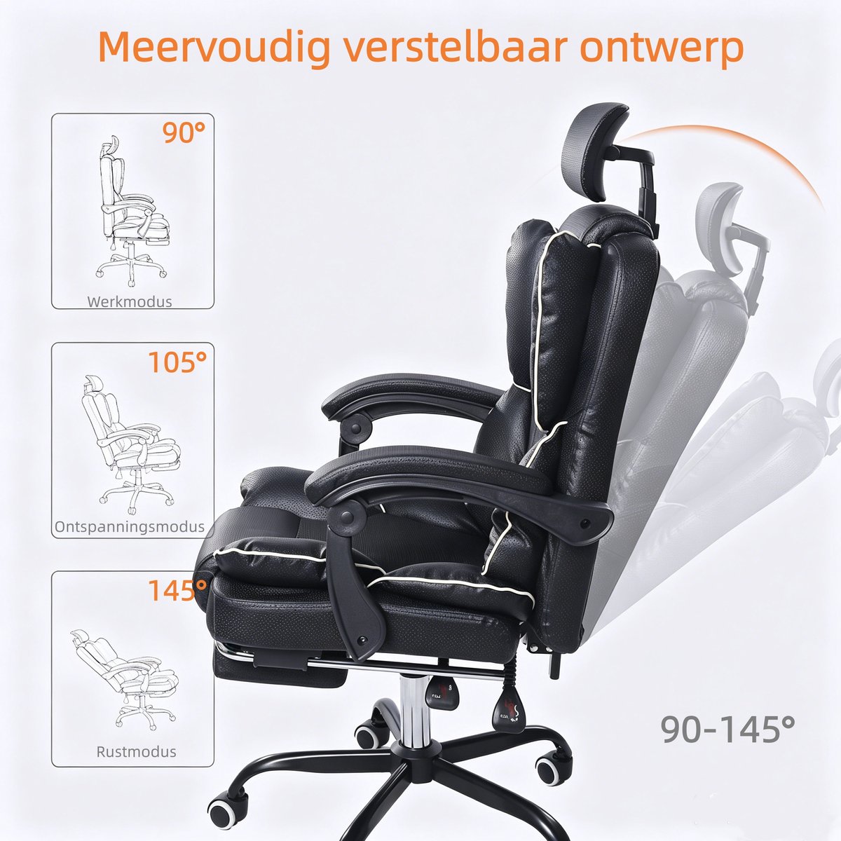 Gotagee Ergonomische Gaming-Stoel – Met Ventilator, Luchtkoeler & Koeling, Geventileerde Zitting, Ligfunctie, Massage, Verstelbare Directiestoel, Zwart thumbnail 5