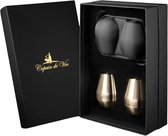 Copain de Vin VinVoyage Bundle Pack - Gold/Goud– Draagbaar Kristallen Wijnglas met Beschermcase en Carry Bag – Reis Wijnglas – Premium Wijngeschenk