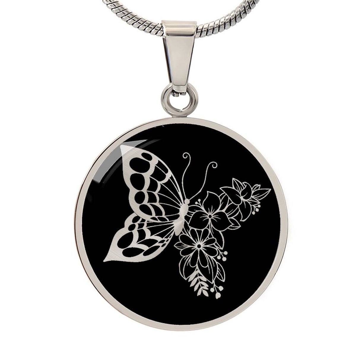 Symbolic Gifts - Vlinder Ketting Zilver Kleurig Waterproof Free Spirit Butterfly Hanger - Premium Stainless Steel - Sieraad Cadeau - Verstelbaar 45 - 56 cm