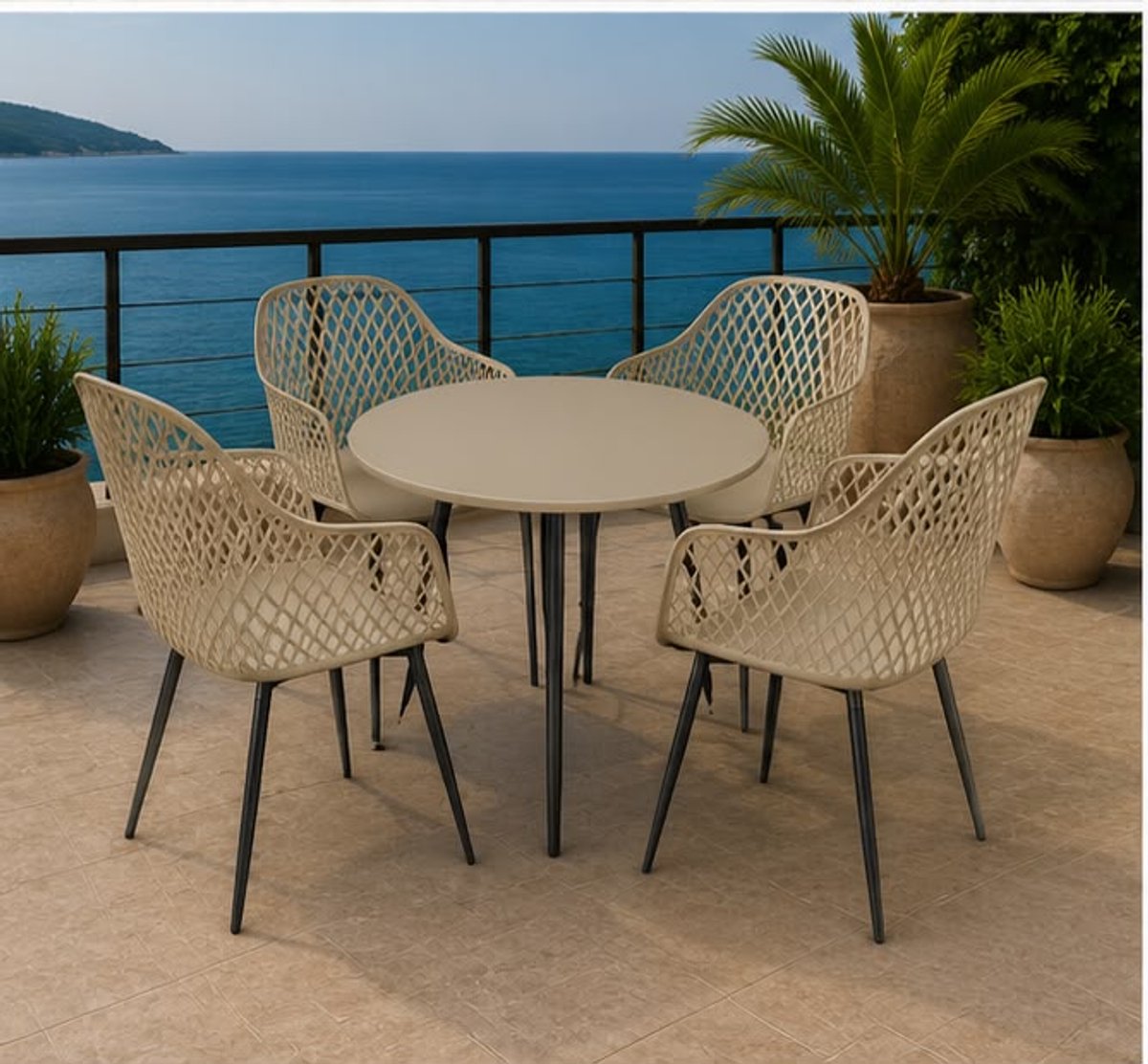 Tuinstoelen Set van 4 55x52x83 cm – Weerbestendige Stoelen met Armleuningen – UV-Bestendige Terrasstoelen voor Tuin, Balkon, Veranda en Buiten Eethoek – Antraciet – Mobili Bella