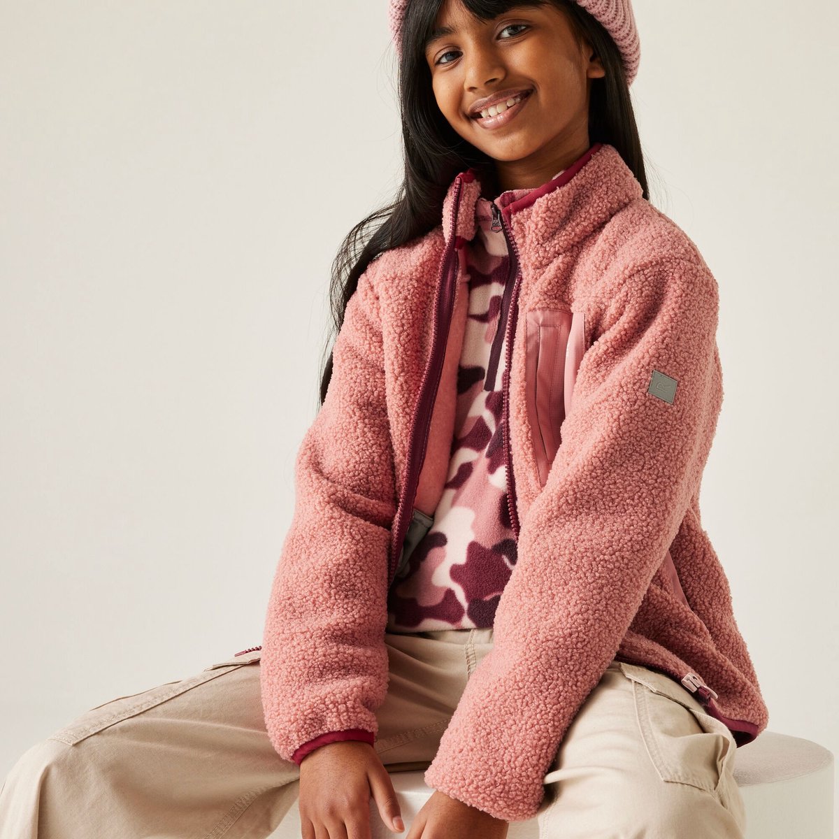 Frankie warm isolerend teddy fleece vest voor kinderen Roze