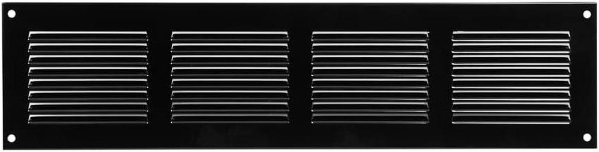 Ventilatie rooster - Luchtuitlaat rooster - Luchtcirculatie verbeteren - Met insectenwering - 400x100 mm - Zwart