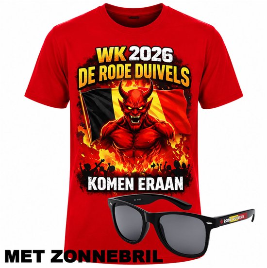 België WK 2026 T-shirt Rood - Rode Duivels Shirt + Zonnebril