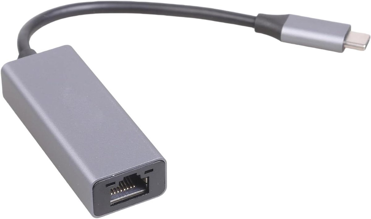 Ethernet Adapter - USB C naar RJ45 - Snelle Dataoverdracht - Aluminium Behuizing - 1 Gbps - Grijs