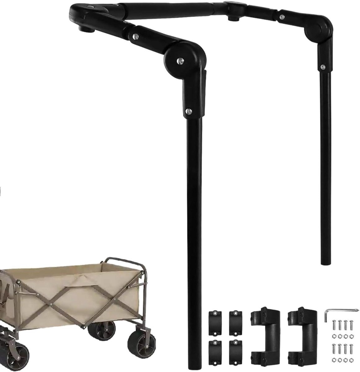 Strandkar Duwhandvat - Trekstang Vervanging - Buitenactiviteiten - Universele Bevestiging - 50 cm - Zwart