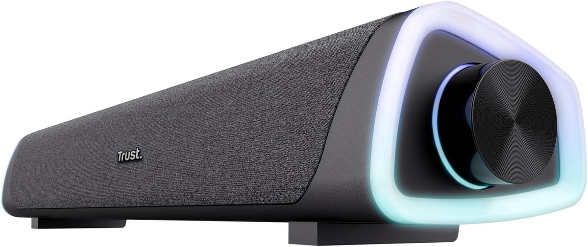 Soundbar PC 12W, Compact Stereo Sound Bar met RGB Verlichting, 3.5mm AUX Audioaansluiting, PC Luidsprekers 2.0, USB-voeding, Speaker voor Computer Laptop Tablet Smartphone TV, Zwart