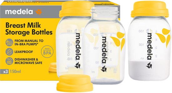 Medela Moedermelk Bewaarflesjes – BPA‑vrij – 150 ml – Set van 3x 150 ml