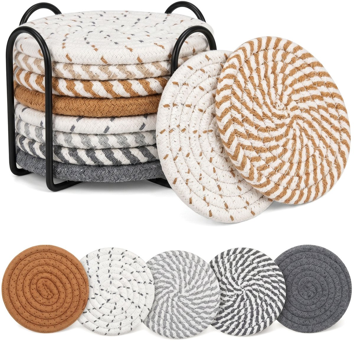 MOSAZIN Luxe Onderzetters met Houder – Set van 8 – Stijlvolle Tafelbescherming