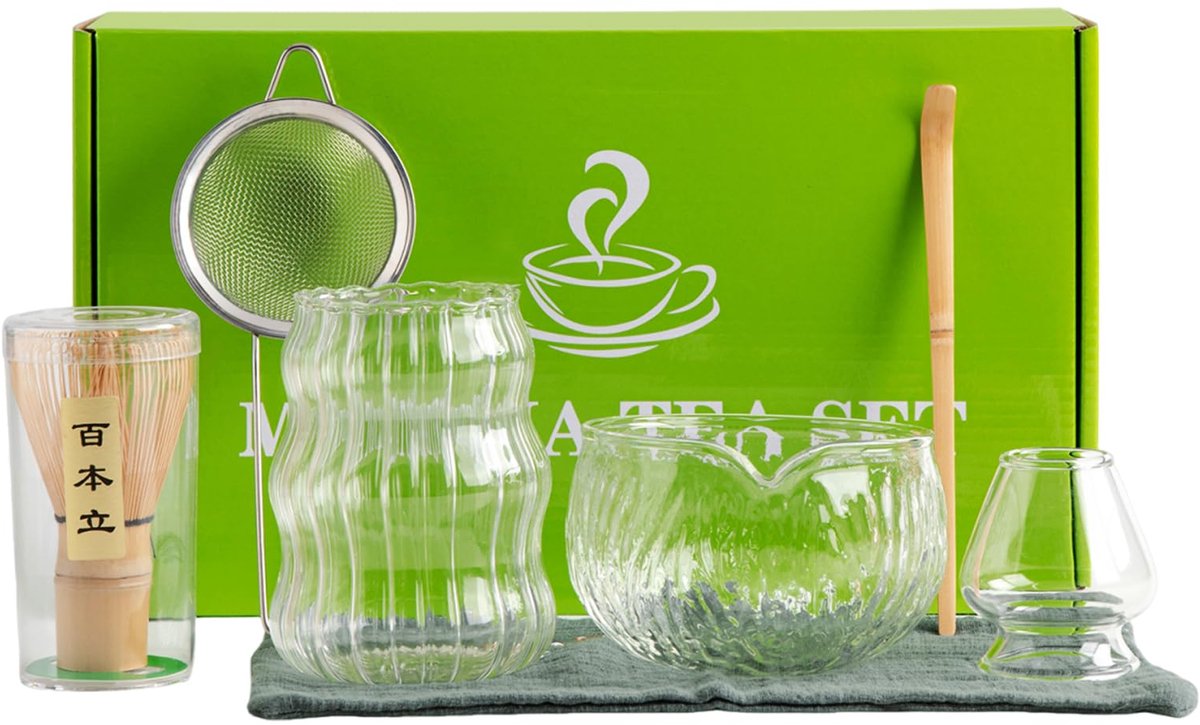 Matchatset 7-delig - Matcha klopper - Matcha kom - Matcha Wisk - Matcha starterkit - Zeef - Cadeauset Matcha - Kerstcadeau