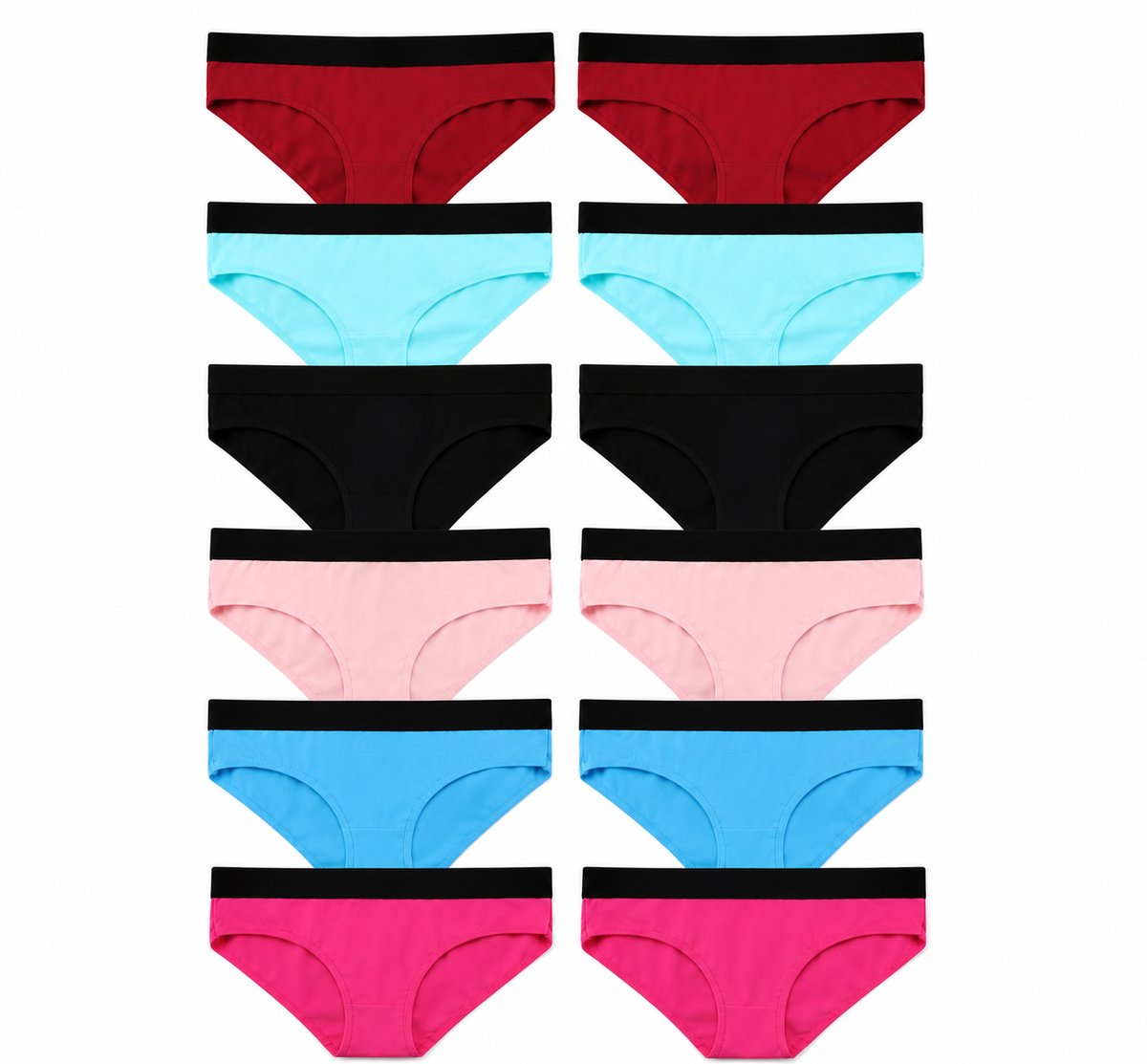 Rode Roze Blauwe Zwarte Dames Triangel Onderbroeken Ondergoed Set van 10 Brede LOVE Tailleband Comfort Slipjes Ademend Stretch Basic Ondergoed Maat XL