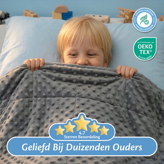 Ella Verzwaringsdeken Kind 3,2kg - Fleece OEKO-TEX Zwaartedeken 100 x 150cm - Weighted Blanket - Verzwaarde Deken