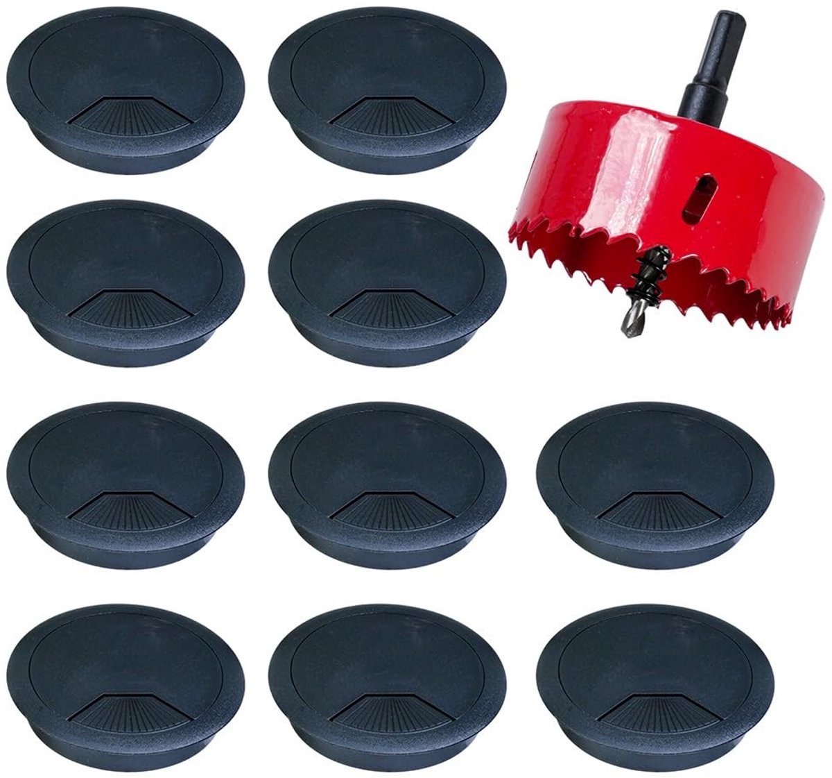 Dailygoods- Kabeldoorvoer 80mm - Kabelgoot - Kabelmanagement - Zwart - Gatenzaag - Duurzaam ABS kunststof