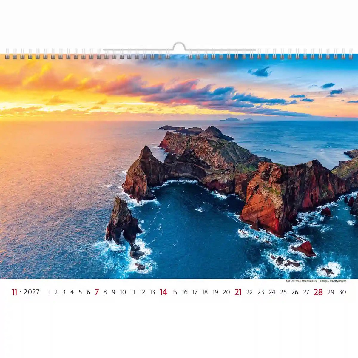 C131-27 Wandkalender met oceaan- en zeezicht A3+ 2027 + gratis kalender 2026
