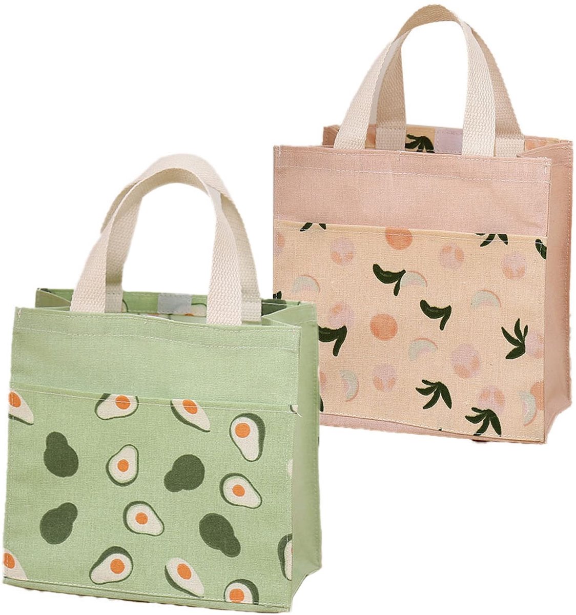 Dailygoods- Boodschappentas Opvouwbaar - Katoenen Draagtassen - Set van 2 - Klein 22cm x 22cm - Handvatten - Duurzaam