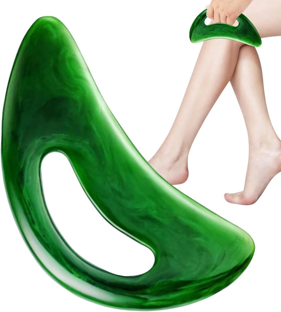 Massage Tool - Spierschraper Apparaat - Spierontspanning Bevorderen - Hars Hol Ontwerp - 8 x 6 x 3 cm - Groen