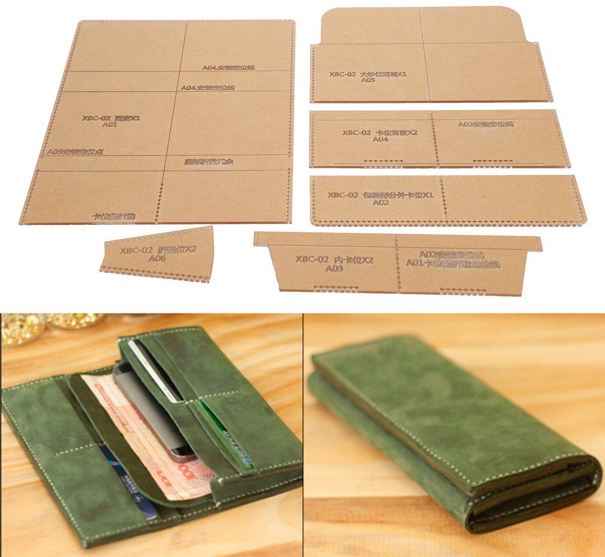Dailygoods- Portefeuille DIY Acrylmal - Lange Portemonnee - Transparant - 6 x Mal - Ambachtelijk Gereedschap - Met Drukknop
