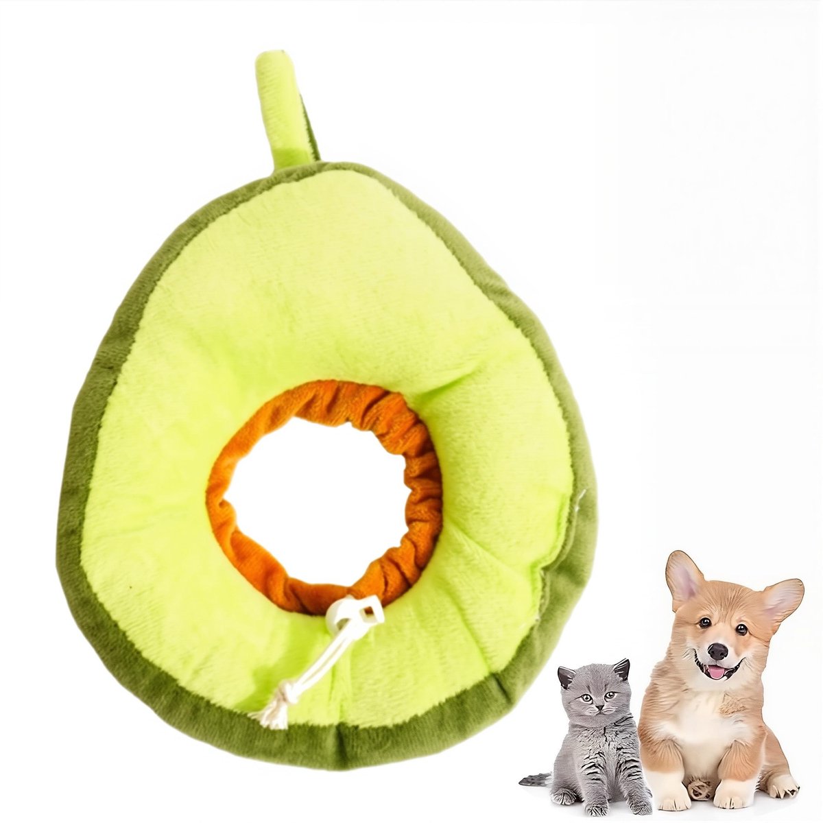 Dailygoods- Avocado Halsband Verstelbaar - Bescherming tegen Likken/Krabben - Geschikt voor Kleine Honden/Katten - Zacht Katoen - Halsomtrek 17-26 cm - Elizabethaanse Halsband