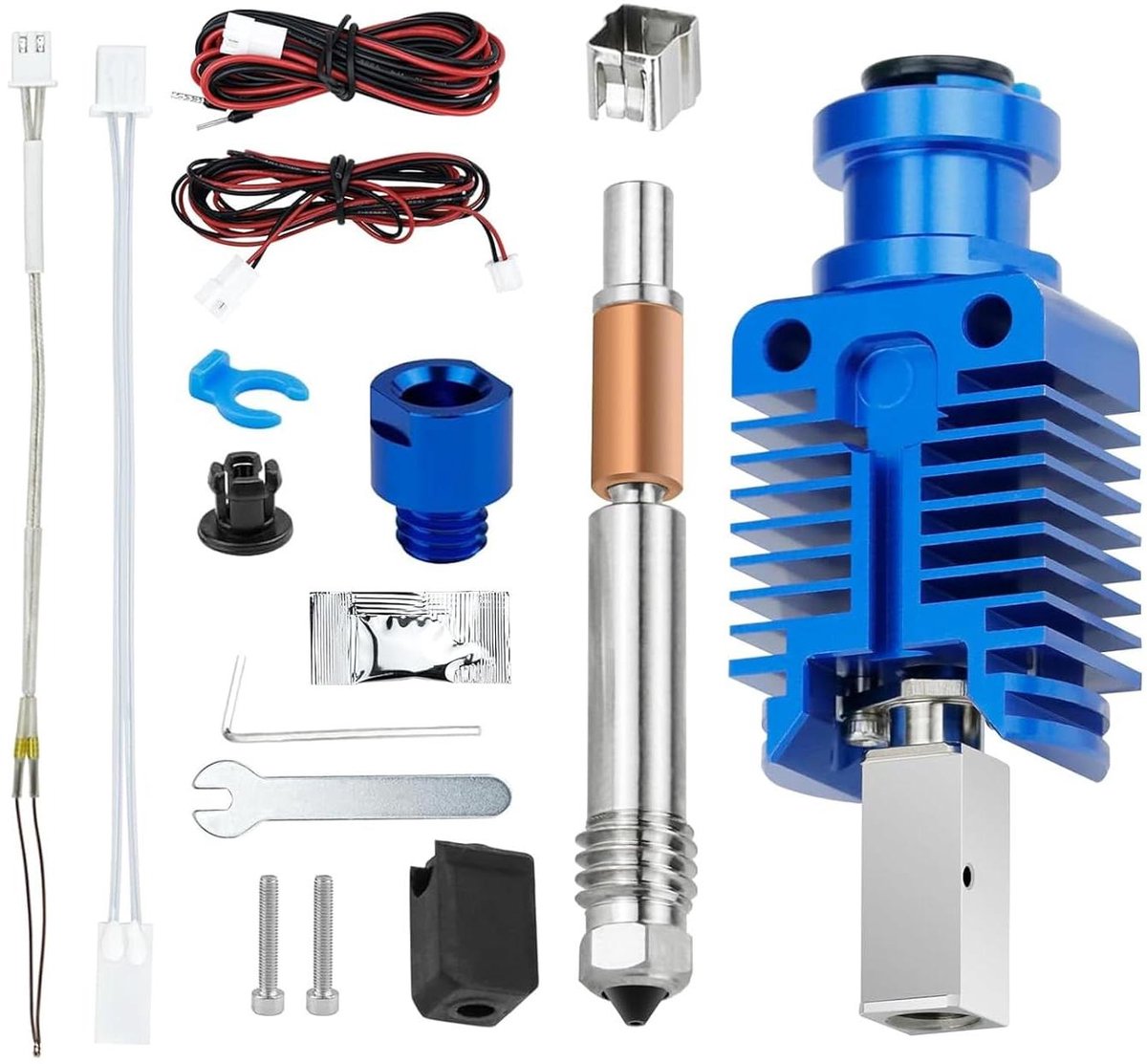 3D Printer Hotend - Geïntegreerd Mondstuk - Precisie Printen - Bimetalen Hitteblok - 0.4 mm - Zilver