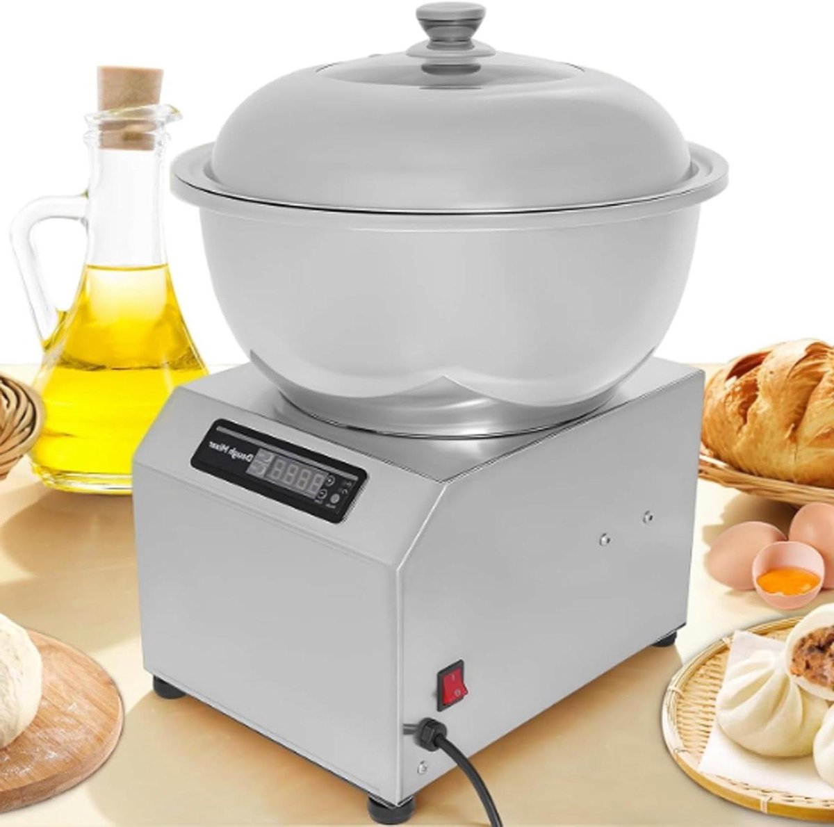 Deegmixer - Keukenmachine - Professioneel Koken - Dubbele Rotatie Spiraal - 5kg Capaciteit - Zilver