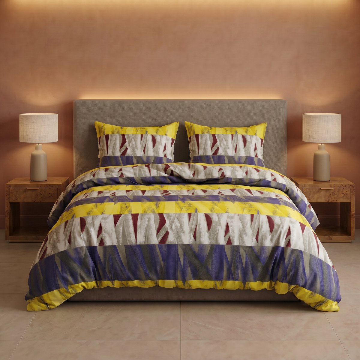 SENZATIONE 100% Katoen Percaline Dekbedovertrek 140x200/220-1x60x70 cm ELLY PAARS