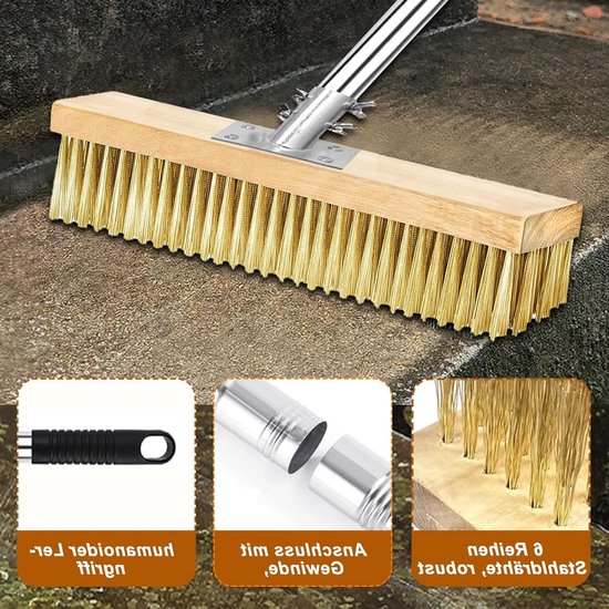 Roestvrijstalen draadbezem met telescoopsteel (30-150 cm) - Robuuste schrobber tegen mos, onkruid en algen van Kinzo — afbeelding 2