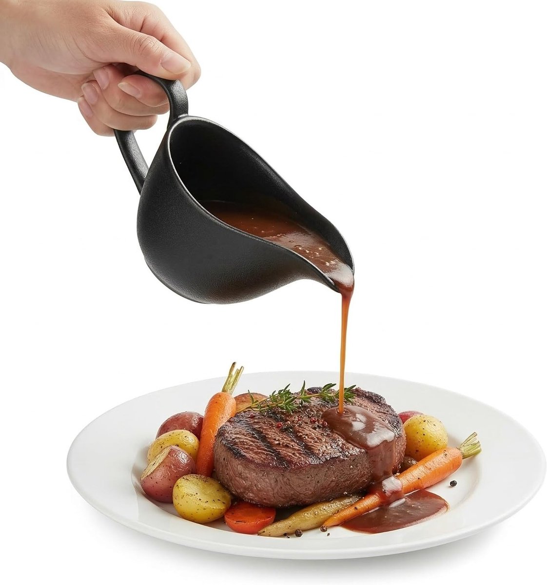Keramische Sauskom met Glad Handvat, Ideaal voor Jus, Saladedressing, Soep en Melk, Vaatwasserbestendig