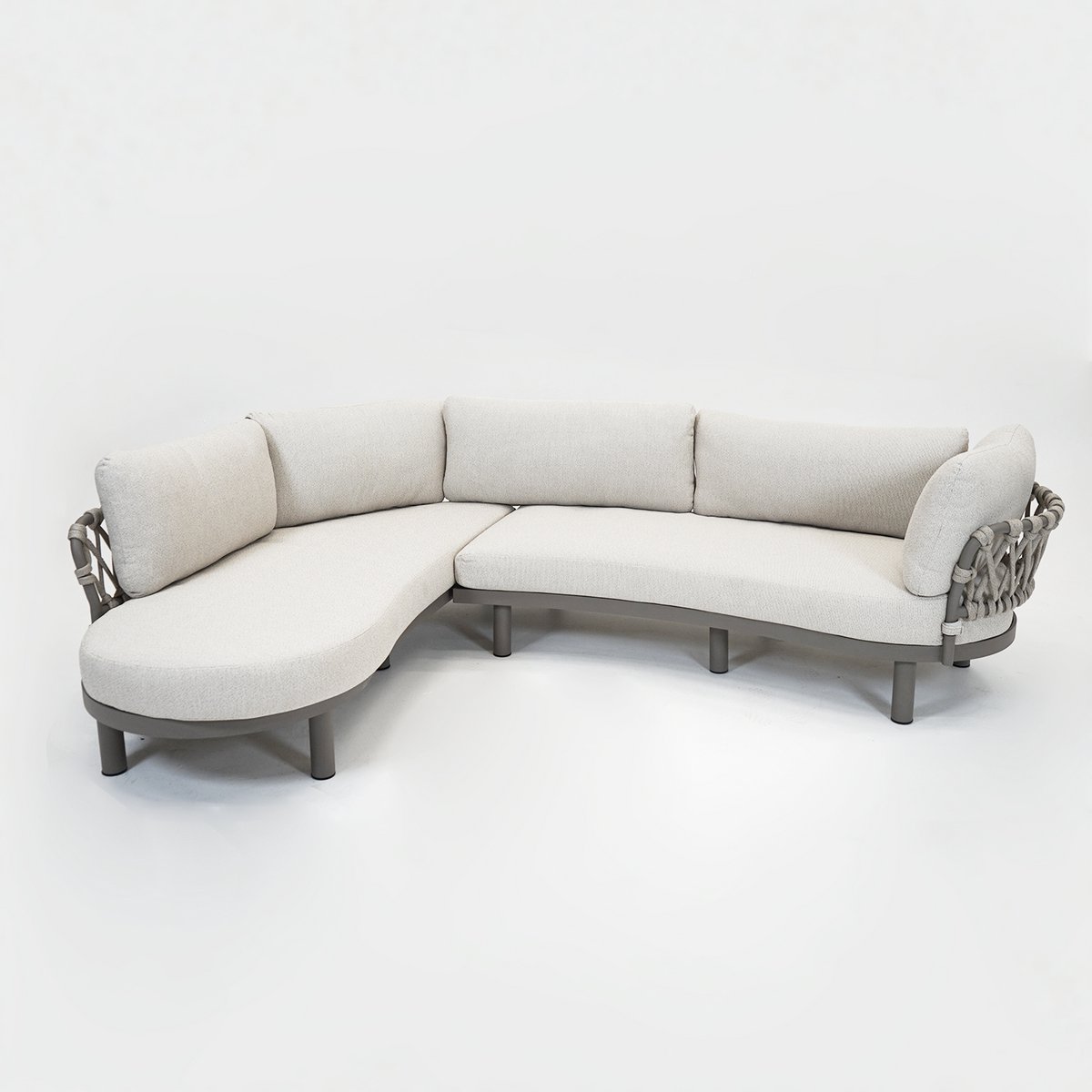 Vita - Castel organic hoekset - Met kussens - aluminium onderstel - weersbestendig rope - deluxe loungeset - creme - Vita tuinmeubelen
