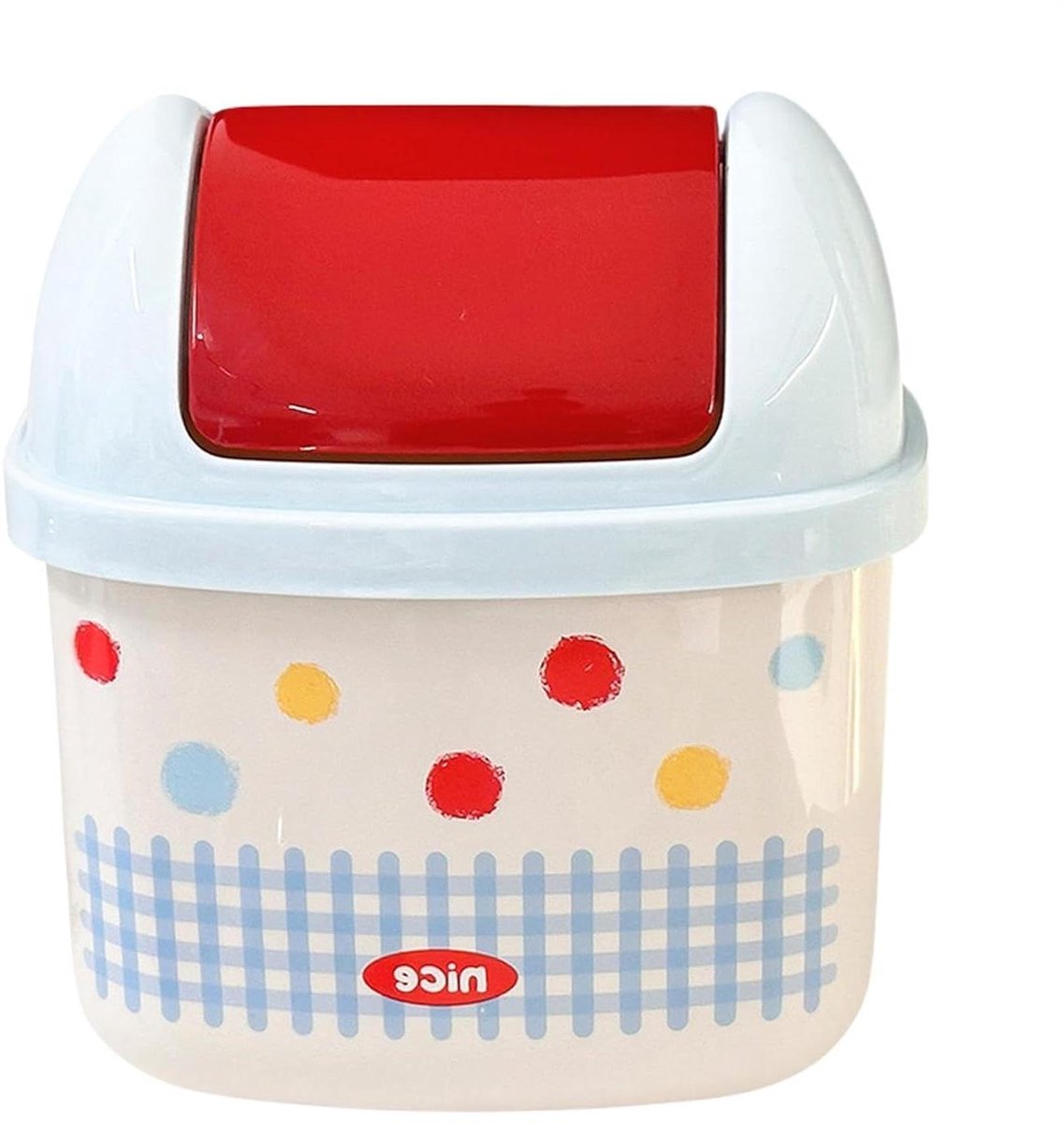 Kleine prullenbak - Mini afvalbak - Bureau organiseren - Met slim deksel - Compact formaat - Wit