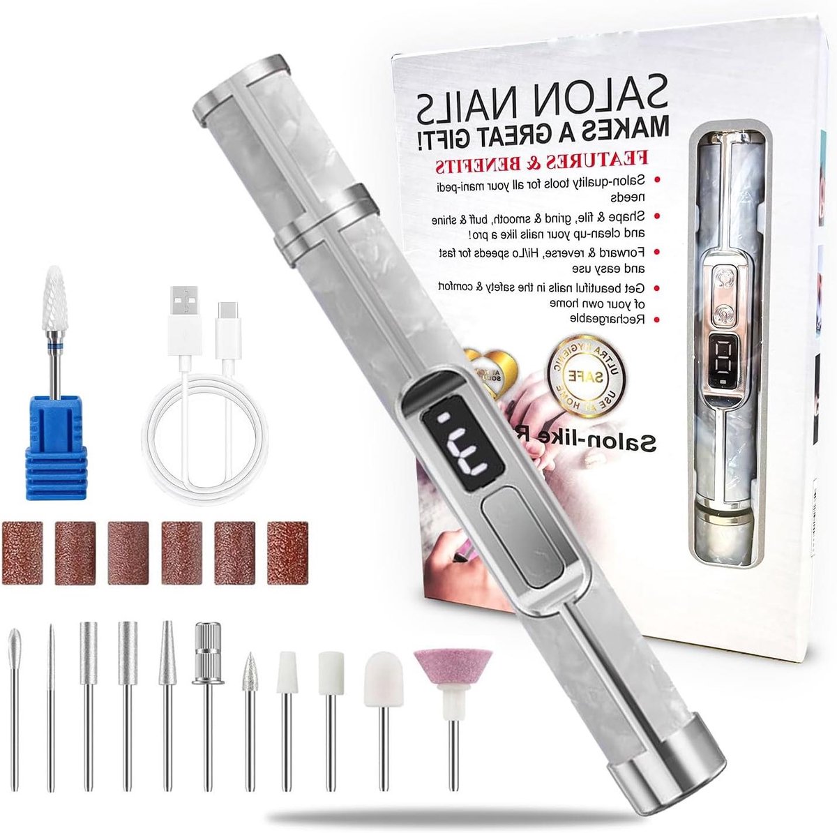 Elektrische Nagelvijl - Manicure Set - Nagels Vijlen - LCD Display - 70 g - Niet gespecificeerd
