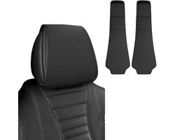 Hoofdsteunhoezen Auto - Beschermhoes Stoel - Interieur Beschermen - Krasbestendig Leer - 1 Paar - Zwart