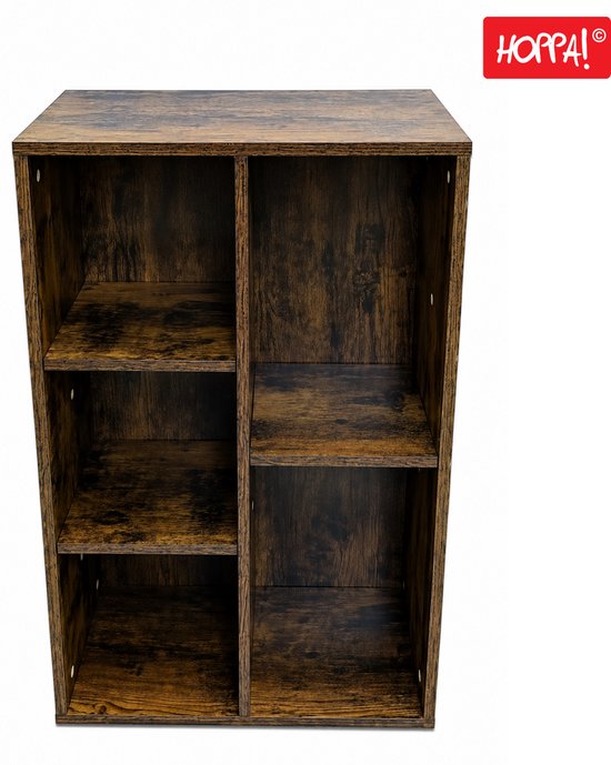 Hoppa! Boekenkast – 5 vakken, Bruin, 50 x 24 x 80 cm (B x D x H)