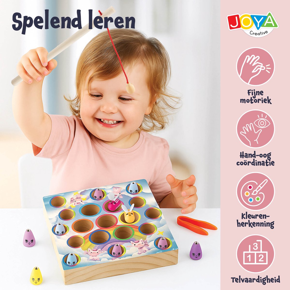 Unicorn Montessori Bord - 2in1 Visspel - Vormen & Visspel - Magneet spel – Houten speelgoed – Sensorisch – Sorteerspel – Activiteitenbord – Peuter Speelgoed – Jongens – Meisjes – Kind – 3 jaar – 4 jaar – 5 jaar – 6 jaar - Joya Creative — afbeelding 4