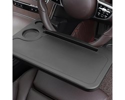 Autostuurwiel Bureau - Auto Tafel Laptop Houder - Werken en Eten Onderweg - Dubbelzijdig Bruikbaar - 42.6 cm - Zwart