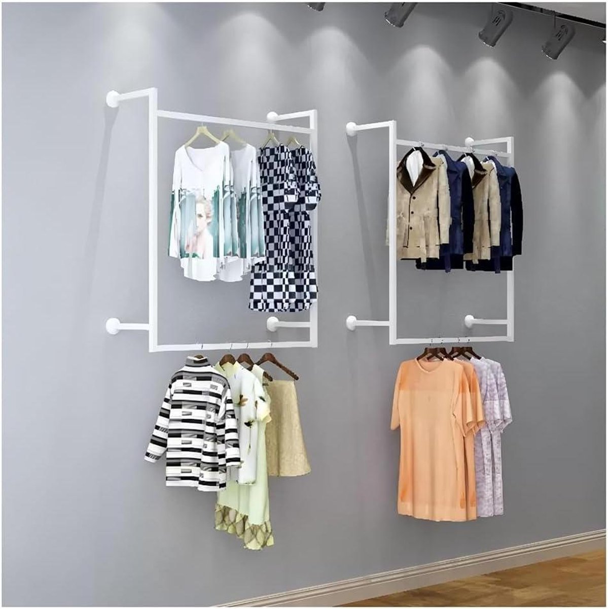 Wandkledingrek - Kledingstang Kast - Kleding Opbergen - Industrieel Metalen Design - 150 x