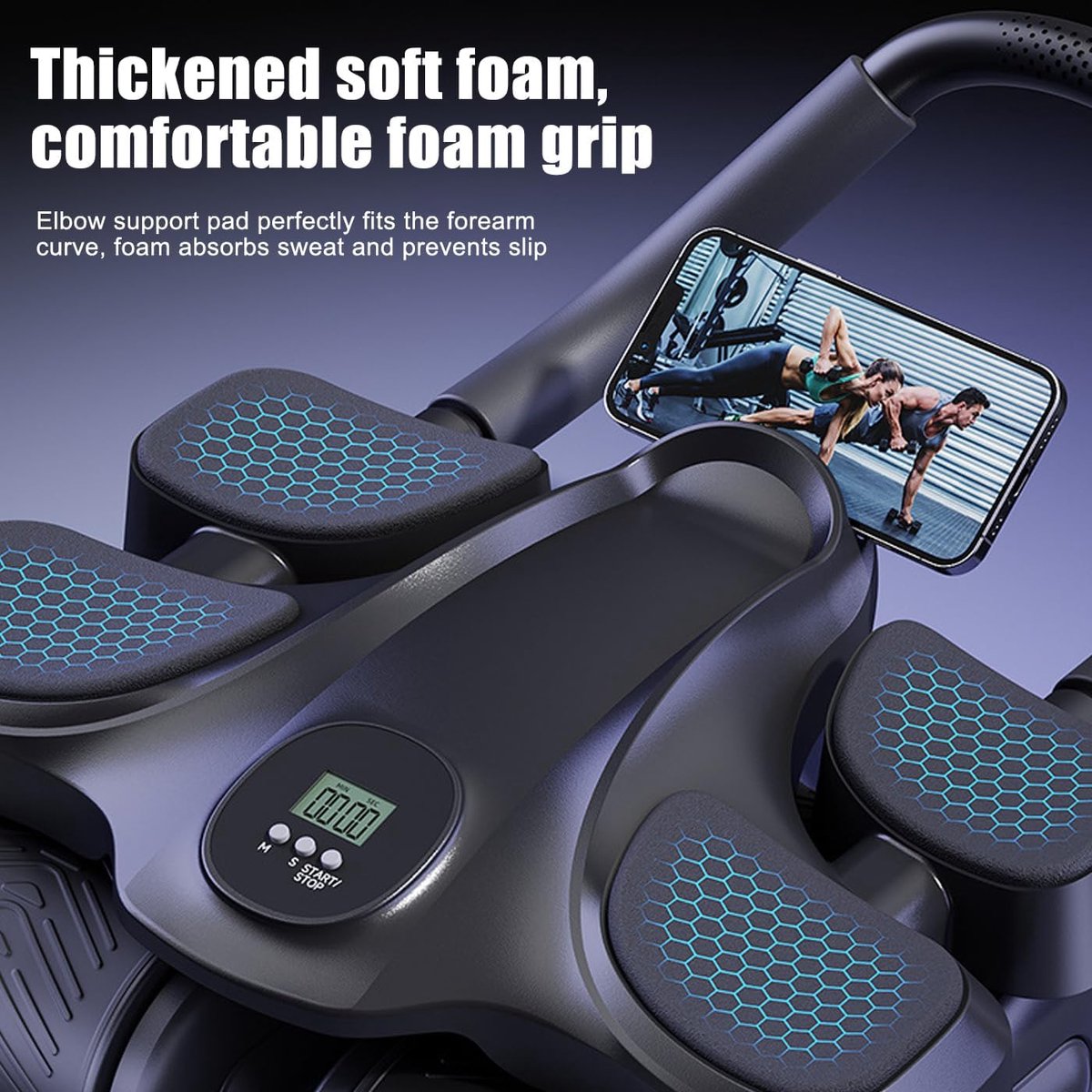 PowerCore Pro Automatische Ab Roller met Elleboogsteun & Smart Timer – Professioneel Buikspierwiel met Auto Rebound Technologie, 4-Wiel Stabiliteit, Anti-Slip Fitnessapparaat voor Core Training Thuis & Sportschool Geel