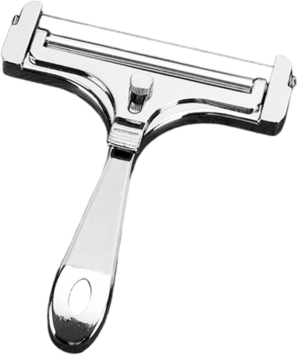 Kaassnijder Draad - Kaasschaaf RVS - Kaas Snijden - Verstelbare Dikte - 14.6 cm - Mat Zilver