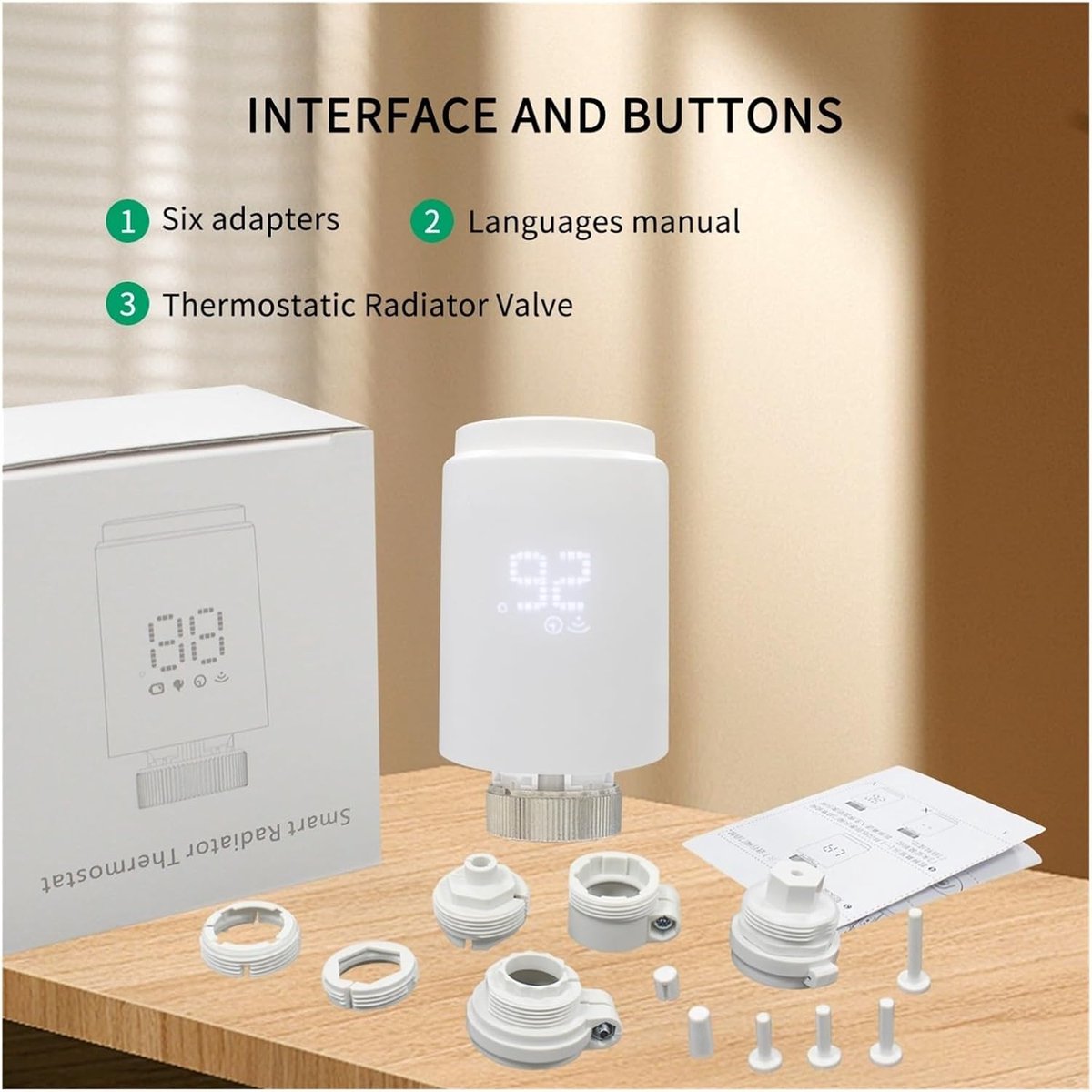 Slimme Thermostaatkraan - Radiatorkraan Temperatuurregelaar - Energie Besparen - App en Spraakbediening - M30*1.5mm - Wit